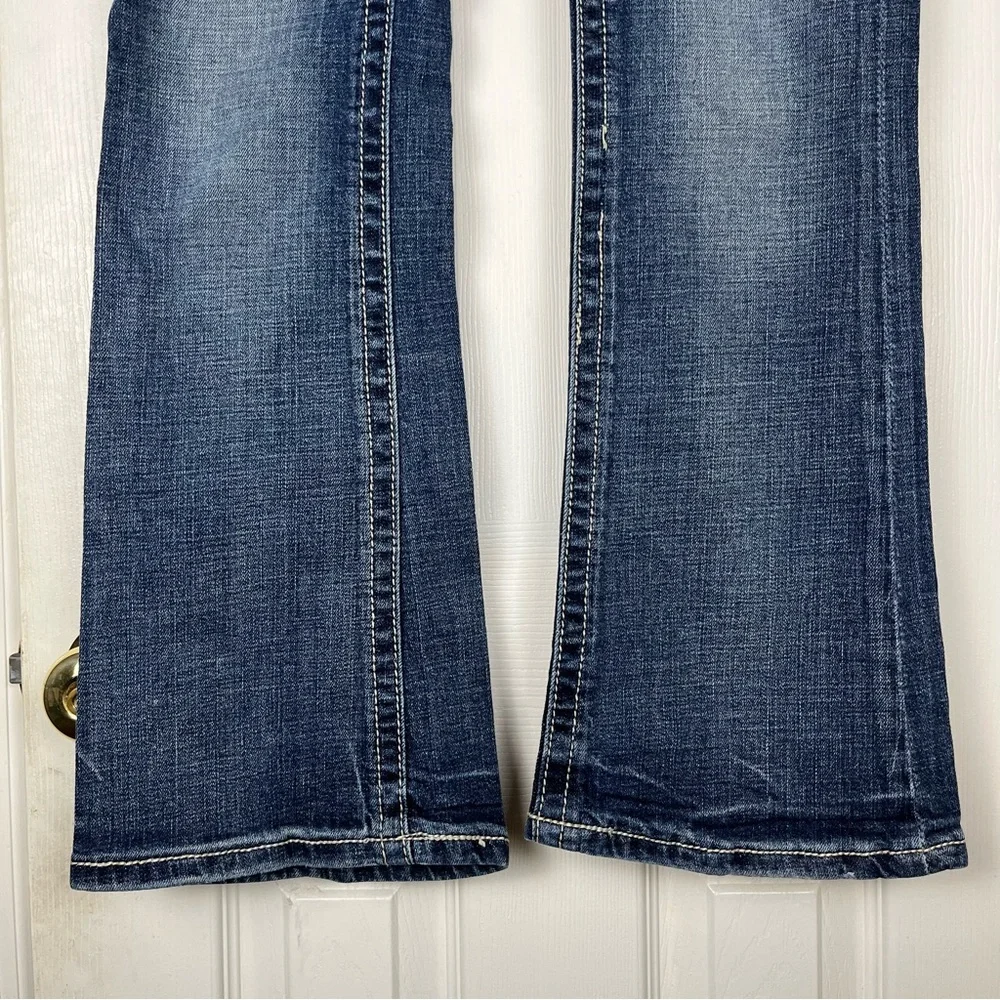 Maurices Y2K Low Rise Thick Stitch Bootcut Flare Flap Pocket Jeans